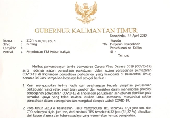 Gubernur Kaltim Himbau Pabrik dan Pembelian Buah Sawit Petani Tetap Berjalan